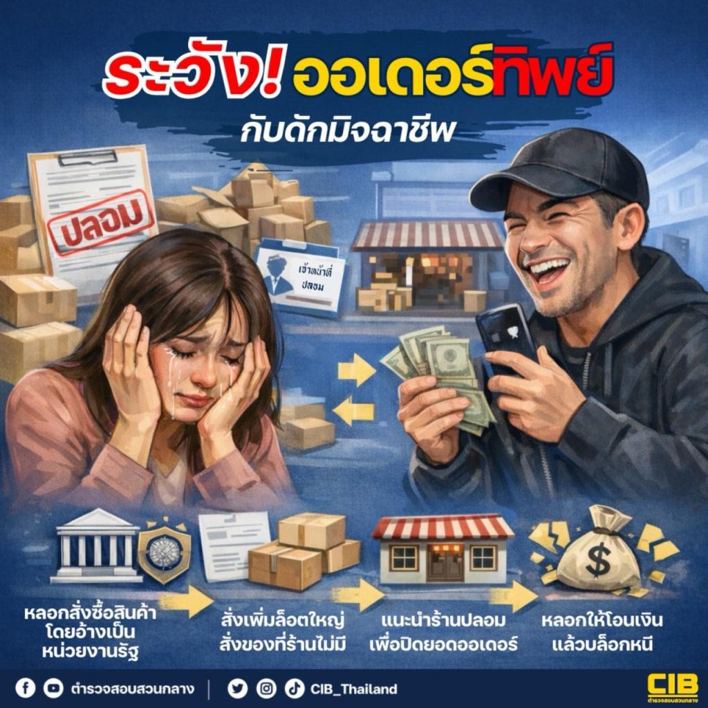 พ่อค้าแม่ค้า ระวังให้ดี! ออเดอร์ล็อตใหญ่ อาจไม่ใช่โอกาส แต่อาจเป็นกับดักของมิจฉาชีพ🛍️⚠️
